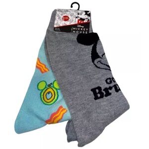 Disney Mickey Mouse Got My Brunch Face On Two Pair Men's Novelty Crew Socks